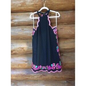 Lilly Pulitzer Quinn Rare Embroidered Swing Onyx Gypset Swirl Dress Size Medium